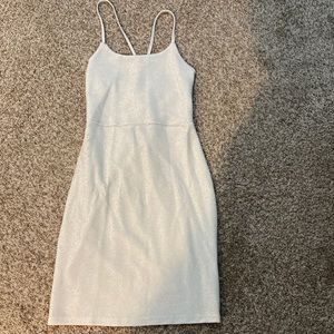 Sparkly White Bodycon Dress with Silver Sheen